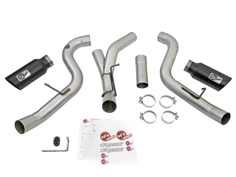 aFe Atlas Exhaust 4in Dual DPF-Back Al Steel w/ Black Tips 16-17 GM Diesel Truck V8-6.6L (td) LML