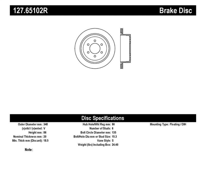 StopTech 04-09 Ford F150 / 06-08 Lincoln Mark LT Rear Right Slotted & Drilled Rotor