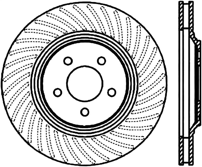 StopTech 94-04 Ford Mustang SVT Cobra Slotted & Drilled Sport Front Right Brake Rotor